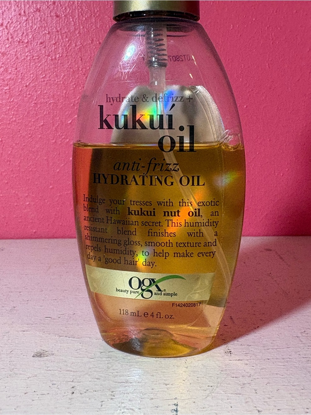 OGX Kukui Oil Anti-Frizz Hydrating Hair RARE 4oz Spray Bottle GUC Smoothing HTF